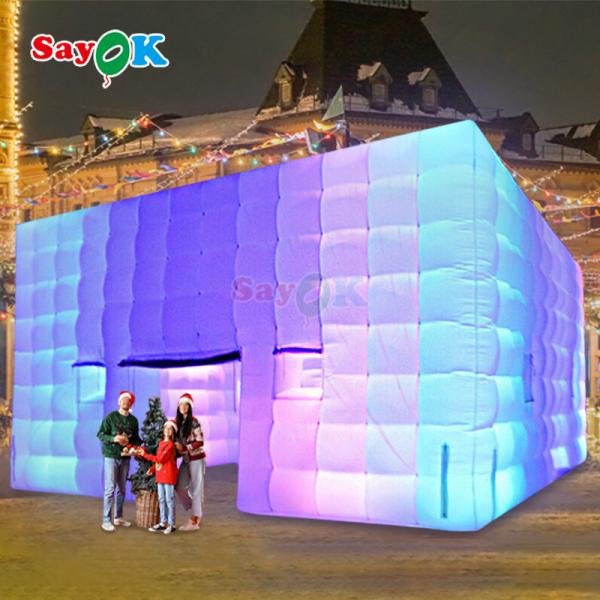 8m Square Camping Tents LED Inflatable Tent For 80 People Outdoor Party Event