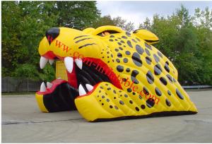 China Yellow inflatable tiger american football football helmet tunnel inflatable football dome on sale