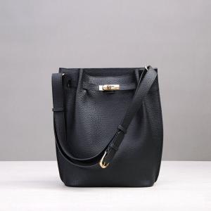 China high quality women black leather bucket bag designer luxury handbags calfskin shoulder bags famous brand shoulder bags on sale