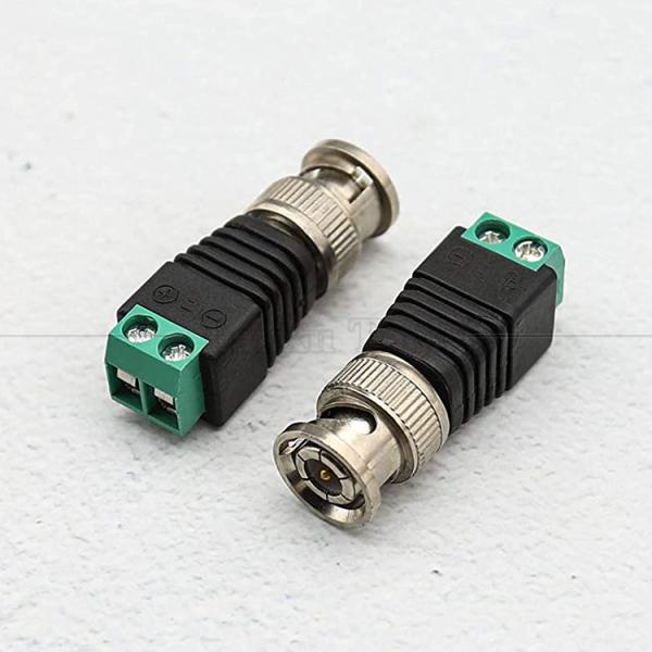 2 Pin Solderless Screw Terminal BNC Male Female Connector Power Adapter for CCTV Camera