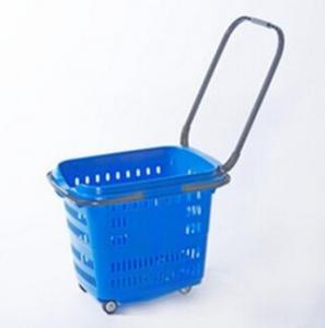 China PP Rolling Folding Cart With Wheels Collapsible Plastic Hand Baskets on sale