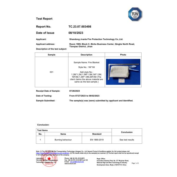 Glass Fiber Fire Blanket Home Kitchen Fire Size 1*1m 1.2*1.2m Customized