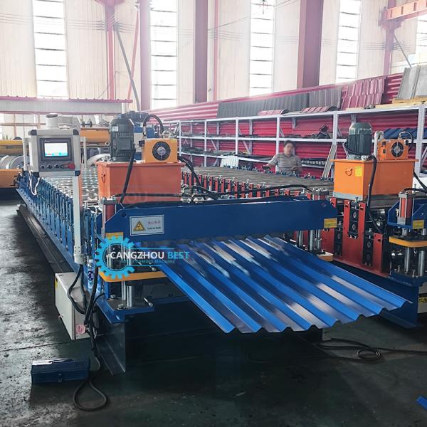 Color Steel 4Kw Roofing Sheet Roll Forming Machine Double Layer Tr4 R101 Steel Profiles