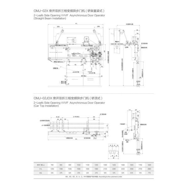 Elevator 2-Leafs Side Opening VVVF Asynchronous Door Operator For 700~1800MM