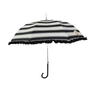 China Striped Pongee Fabric Straight Umbrella With Flower Edge on sale