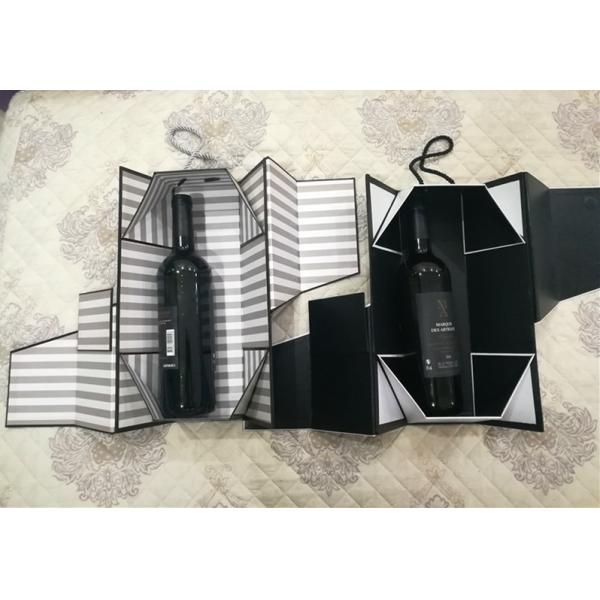 Luxury Folding Cardboard Box With Magnetic Closure Packaging Wine Bottle Handmake