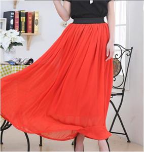 China new wholesale retro black elastic waist Bohemian Princess chiffon long skirt fashion Women on sale