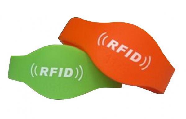 Cheap Soft PVC Silicone RFID Wristband With Monza 5 Chip ISO14443A for sale