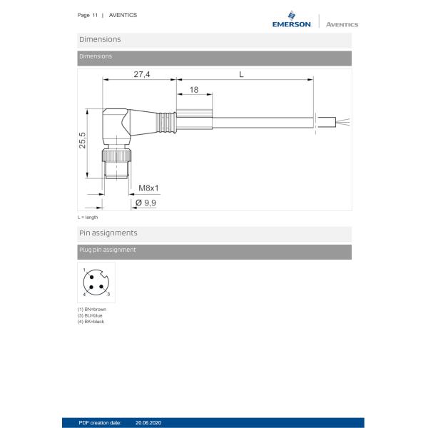 AVENTICS Round plug Connector Series CON-RD unshielded With Cable