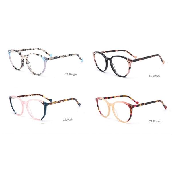 Round Lamination Acetate Frame Glasses Eyeglasses Ladies Optical No Smear