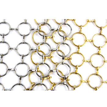 Gold Ring Mesh Decorative Metal Screen As Curtain Wall And Room Divider