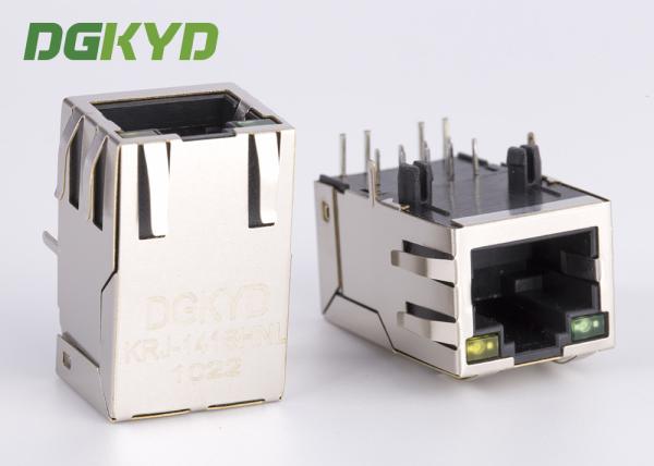 Cheap Tab Up 10/100 Base RJ45 Modular Jack With Network Filter Leds And EMI Fingers for sale