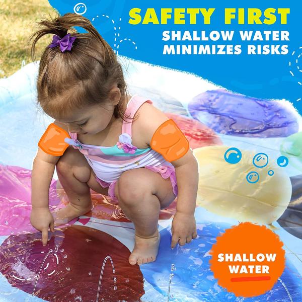 68'' Backyard Splash Pad Educational Inflatable Kiddie Pool With Sprinkler For Babies And Toddlers
