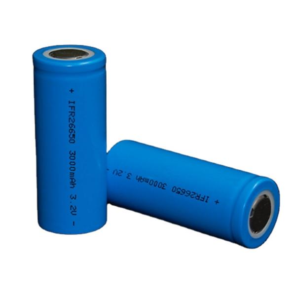 Solar Rechargeable Cylindrical LFP 26650 Lifepo4 Battery Cell 3.2V 3300mah 3400mah