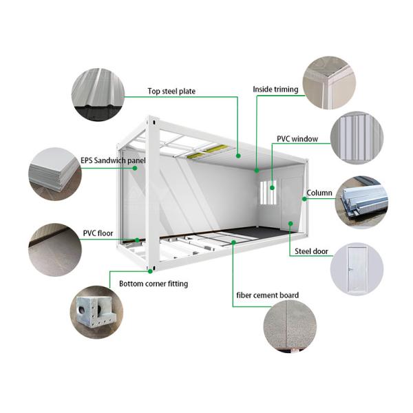 Waterproof fireproof Flat Pack Container 20ft 40ft Portable Modular Prefab House
