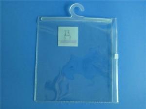 Quality Printed Custom Plastic Scarf Packaging Bag With Hook / Clear Sock Hanging Bag wholesale