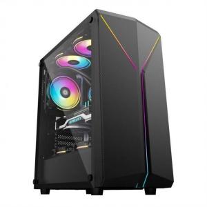 China ETEK Stylish Computer Case Symmetrical ARGB LED Strip Tempered Glass Side Panel Top I/O Panel with Magnetic Dust Net on sale