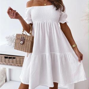 Quality Knitted Short Sleeve MIDI Dress Elegant Women Solid Casual Backless wholesale