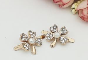Quality Pearl Rhinestone Zinc Alloy Buckle Flower Shaped 18*18.3MM Environmental Plated wholesale