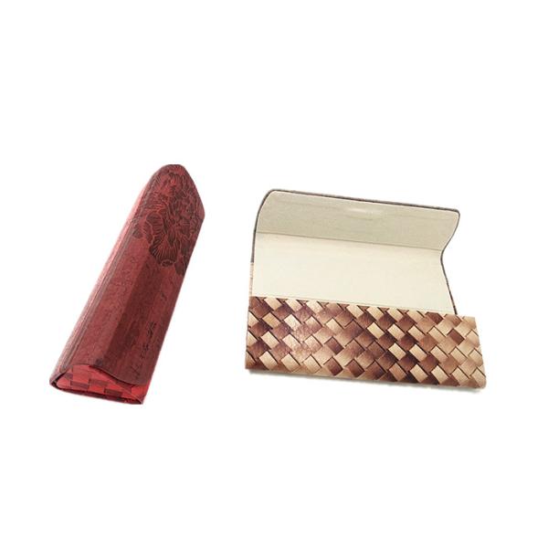 Leather Collapsible Soft Eyewear Case With Embossed Flower Process