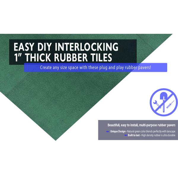 Rubber Tiles 20" X 20" X 1” Thick For Racecourse Use Horse Stable Floor Safety Rubber Paver (Pack Of 4) Green