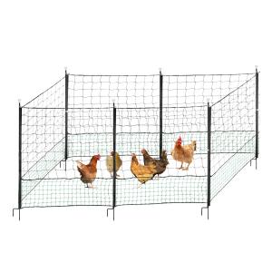 Quality 12 M Chicken Net Fence Kit With Gate Double Pointed Posts in Green with Fibreglass Rod wholesale