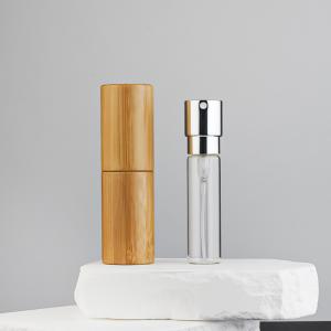 China Natural Bamboo Perfume Atomizer Glass Spray Bottle 8ml 10ml 22ml 25ml on sale