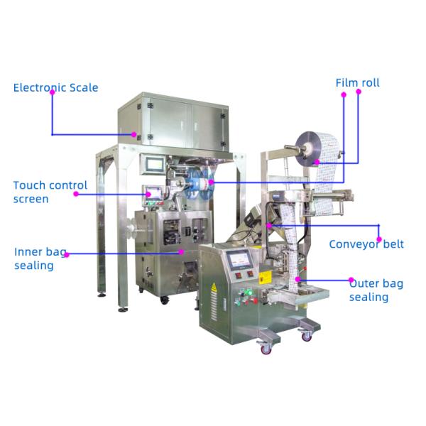 Multihead Weigher Nylon 48mm Tea Bag Packing Machine SUS304 For Herb Tea