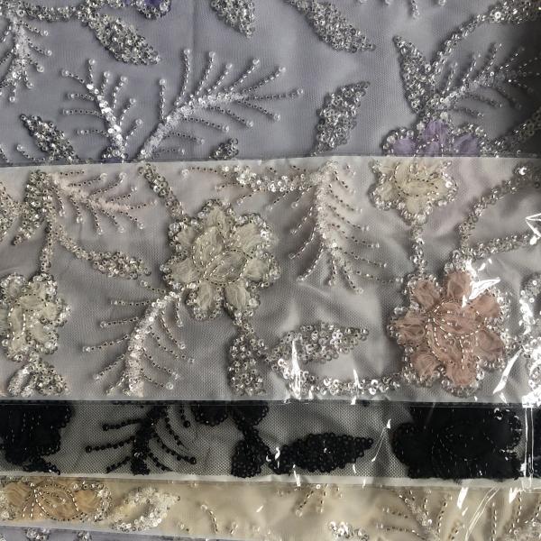 High Quality Customizable Luxury 3D African Beaded Embroidery Lace Fabric for Women's Dress Party Dress