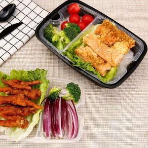 Quality Disposable Plastic Meal Prep Containers Rectangular With Inner Tray wholesale