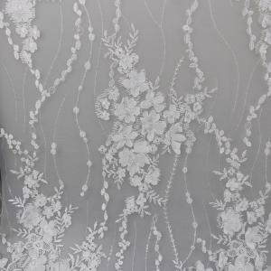 Quality Delicate Embroidery Polyester On Nylon Mesh Lace Fabric With 3D Flower Design wholesale