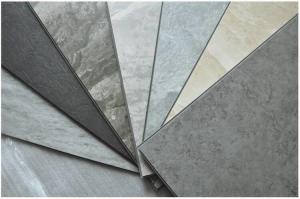 Quality 4.0*0.3mm Solid Plastic SPC Grey Vinyl Floor Tiles wholesale