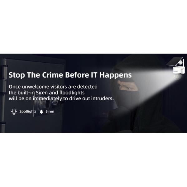 4MP PTZ CCTV Camera 90db Siren 6W 4G Solar Panel Powered Camera