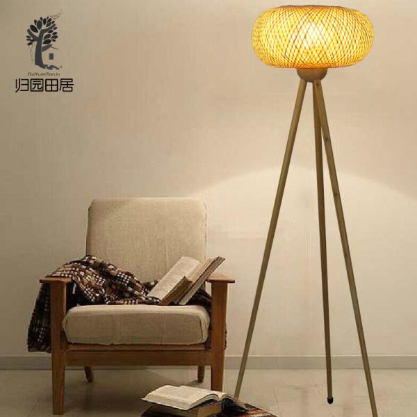 Weaving rattan wicker bamboo floor lamp for living room minimalist light(WH-WFL-16)