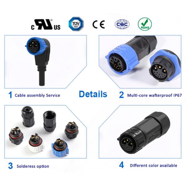 5Pin Male Female IP67 Waterproof Connector,High Current Rated 30A With Push Lock Design 2
