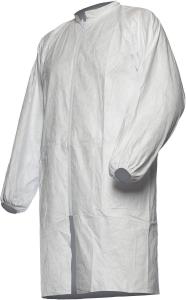 China Unisex Disposable White Polypropylene Work Gowns With Elastic Wrists And Hook Loop Fasteners on sale