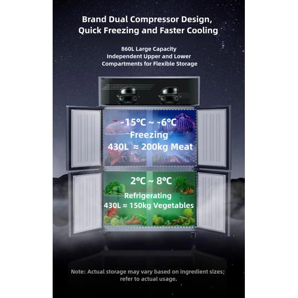 Full Set Kitchen Equipment Commercial Fridge/Freezers with Vertical Refrigerator Freezer