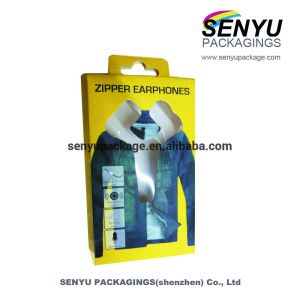 Earphone box PVC window packaging see through paper box