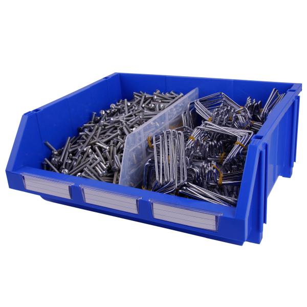 Space-Saving Workshop Storage Stackable Shelf Bin with Divider and Solid Box Shelving