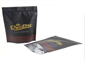 250G Black Creative Coffee Packaging Bags / Coffee Bean Pouches OPP + AL + PE