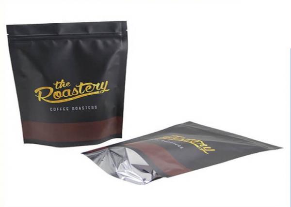 Cheap 250G Black Creative Coffee Packaging Bags / Coffee Bean Pouches OPP + AL + PE for sale
