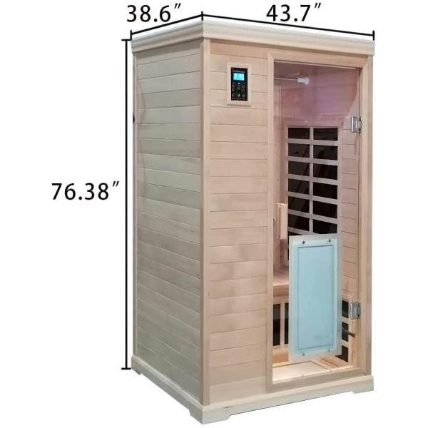 Traditional Infrared Wooden Sauna Room 2-Person Size Heating 1750W 9 Plates 10 Min Pre-Warm Up Time And Temperature Preset Control