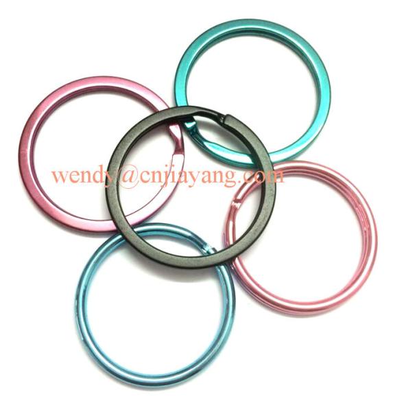 Cheap jiayang rainbow color snap hooks  flat key ring and keyring split with chains for sale