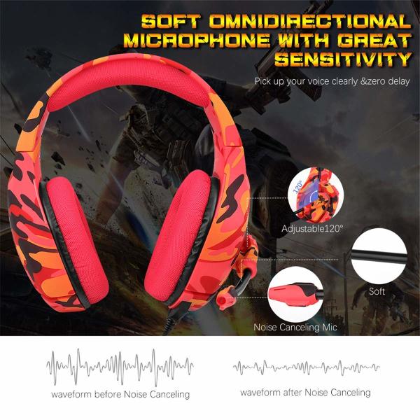 noise cancelling 50mm 2.2kohm 117dB Camouflage Gaming Headset