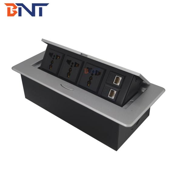 Multi-Functional Zinc Alloy/Iron Office Desktop Tabletop Socket Pop-up Power Socket 2 RJ45 Plug 3 AC Outlets 5A Rated Current