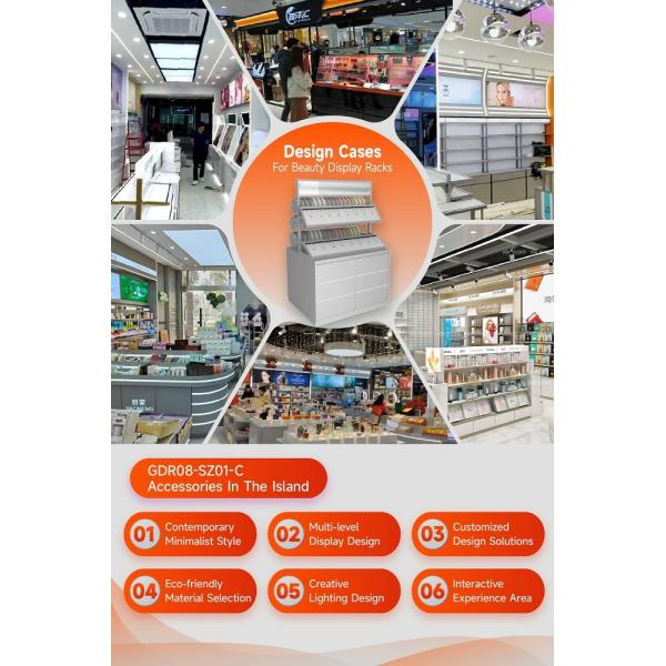 GDR08-SZ01-C Retail Display Shelf with Velvet Layered Shelves and Adjustable Height for Mall Booths