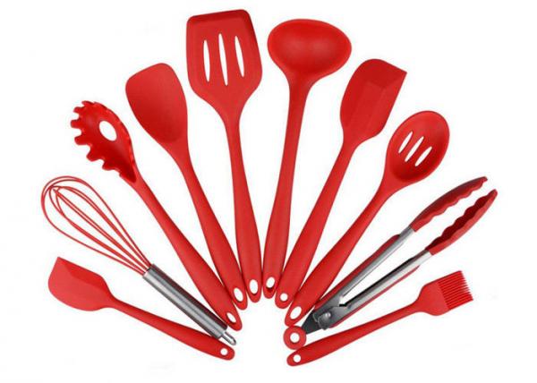 Cheap Eco Friendly 10 Piece Silicone Utensil Set / Heat Resistant Silicone Cooking Utensils for sale