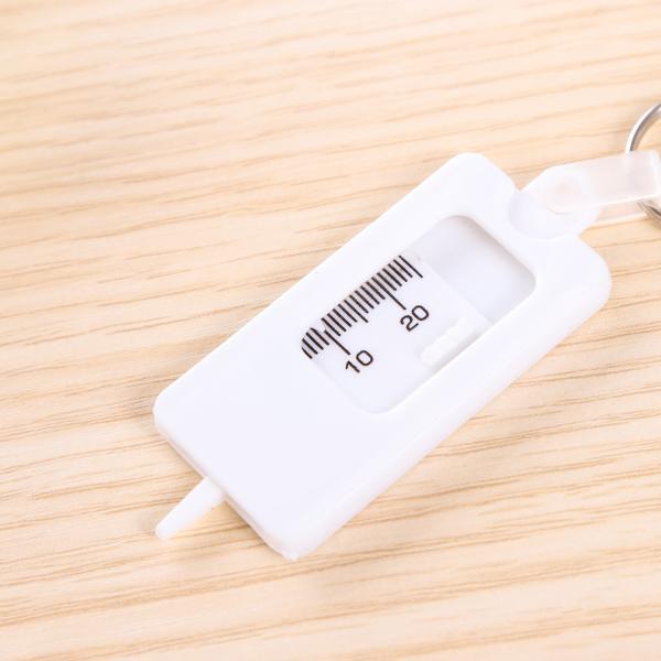 White Plastic Tire Pattern Depth Gauge Tape Meausre Logo Customized Keychain