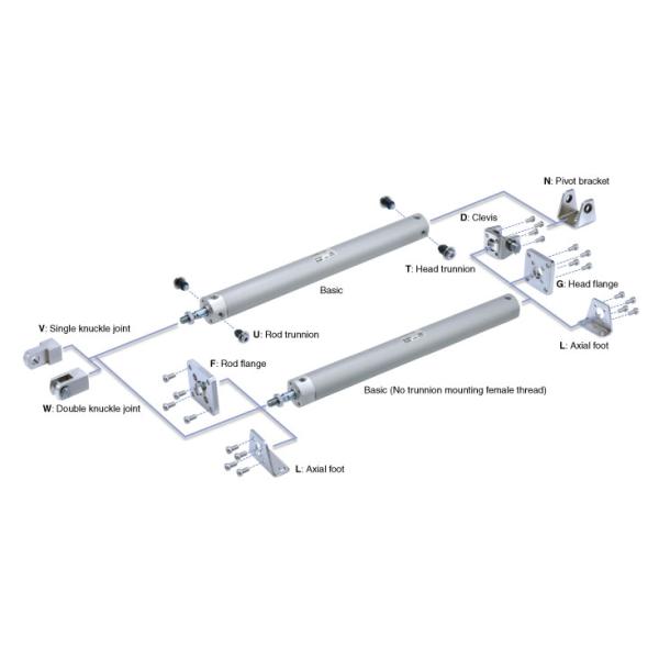 Round Type Air Cylinder CDG1BA32-75Z Spare Parts for Solar Stringer Machine