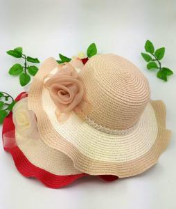 Quality 100% Paper Straw Ladies Floppy Straw Hats With Silk Flowers Decoration 85cm*42cm*38cm wholesale